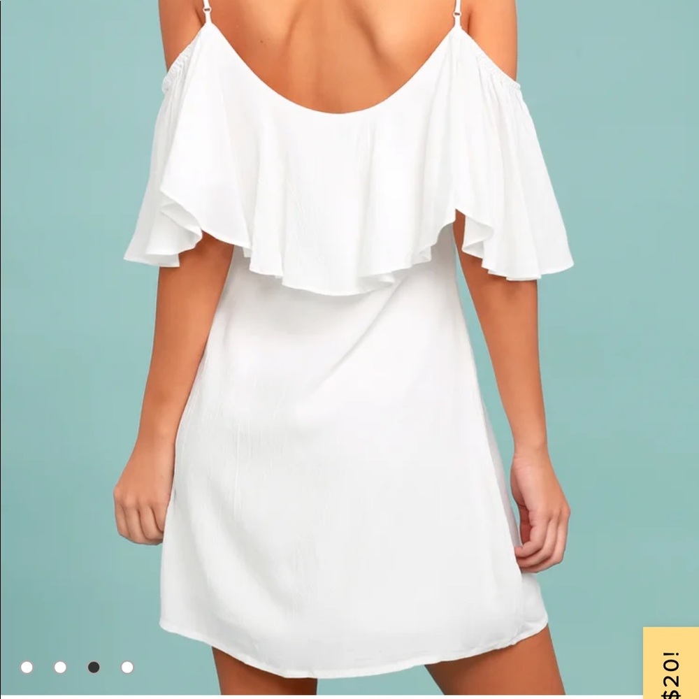 Lulu’S Off-Shoulder White Ruffle Dress - Picture 3 of 6
